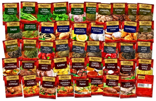 Упаковка приправ Gurmina