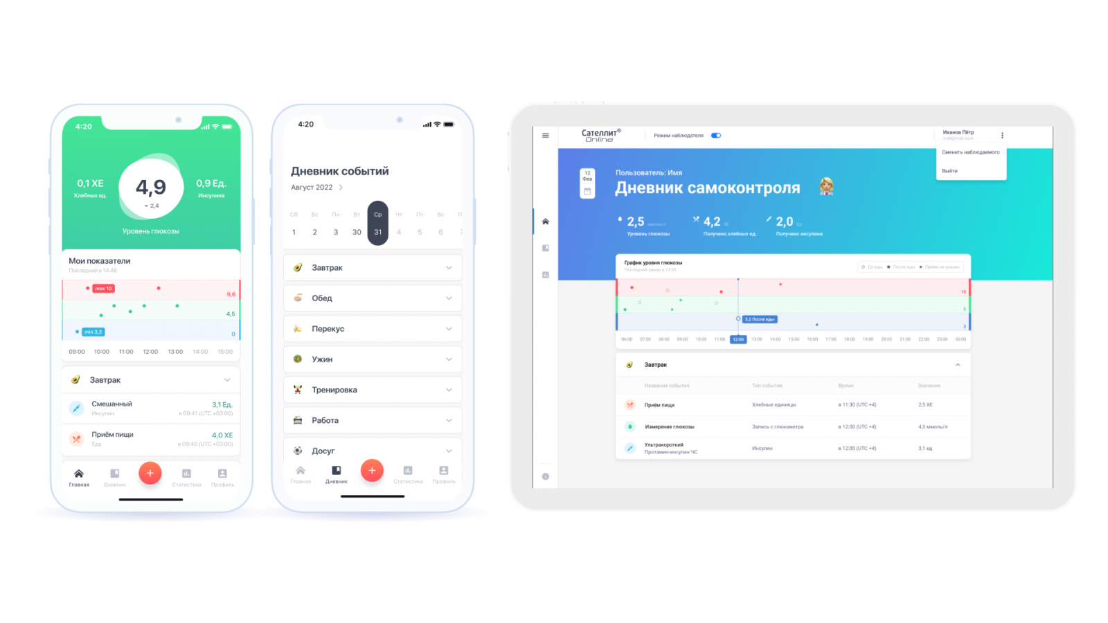 Приложение Сателлит Online, разработанное Siberian.pro, — электронный дневник самоконтроля для людей с диабетом