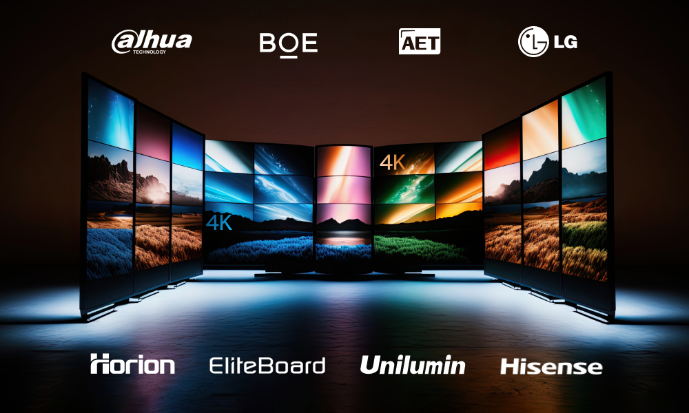 Доступны решения LG, Unilumin, Dahua, Hitrolink, EliteBoard, AET, BOE, Hisense